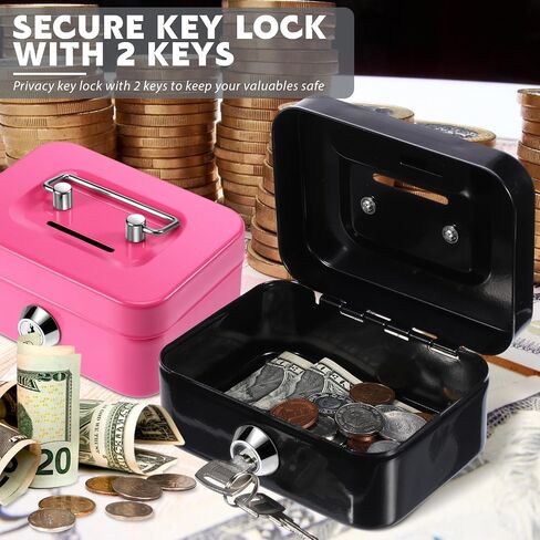 TANDEFIO 4 قطع أموال مربع نقدي مربع مع قفل وفوول منظم الصلب Piggy Bank Metal Coin Gifts لعيد الميلاد العام الجديد ، بدون صينية المال (أسود ، أخضر ، رمادي ، وردي) in Kuwait