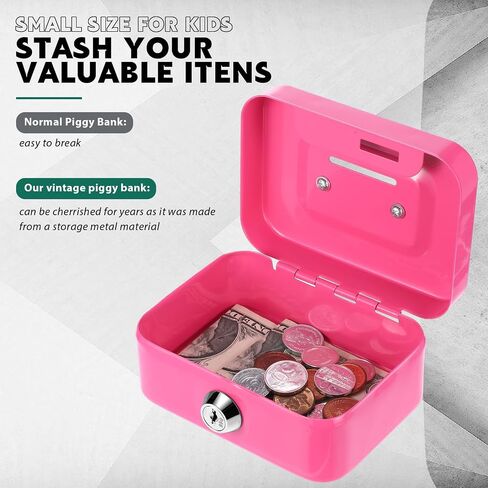 TANDEFIO 4 قطع أموال مربع نقدي مربع مع قفل وفوول منظم الصلب Piggy Bank Metal Coin Gifts لعيد الميلاد العام الجديد ، بدون صينية المال (أسود ، أخضر ، رمادي ، وردي) in Kuwait