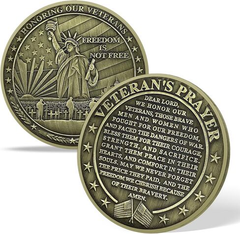 100 Pcs Military Veteran Challenge Coin Bulk with Statue of Liberty Pattern Thank You for Your Service Coins for Honoring Veteran Appreciation Gift in Kuwait