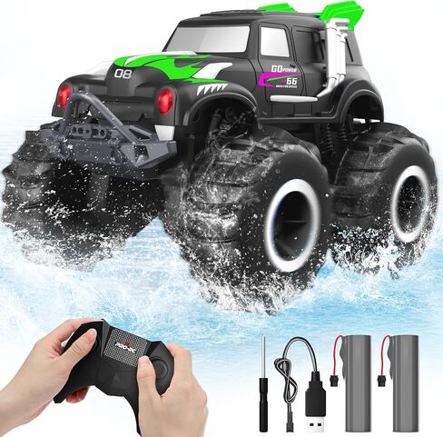 BEZAR Remote Control Monster Truck - Amphibious Remote Control Car for Kids, All Terrain 4WD Off-Road RC Trucks with 2 Rechargeable Batteries, Christmas Birthday Gifts Toys for Boys & Girls Age 4-12 in Saudi Arabia