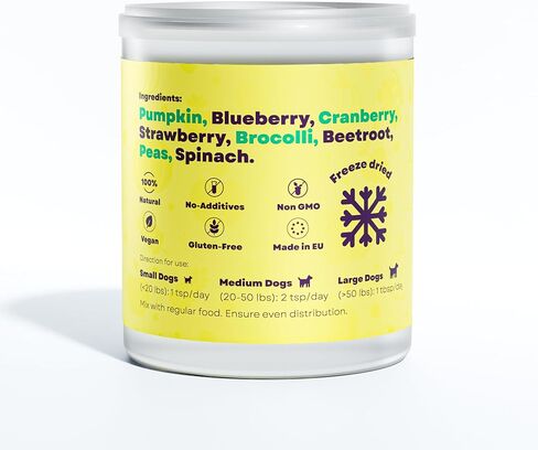 Natural Immunity Boost Dog Food Topper with Freeze-Dried Berries & Vegetables - Natural Powder Supplement for Enhanced Nutrition, Digestion & Dog Immune Support - All Breeds & Ages in Saudi Arabia