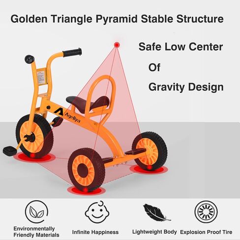 Preschool Kids Tricycles for 5-7 Year olds, Durable Pedal Trike for Boy Girl, Sturdy Metal Frame, Solid Rubber Tires, Ideal Daycare Kindergarten Joyride & Elementary Outdoor Playground Equipment in Kuwait