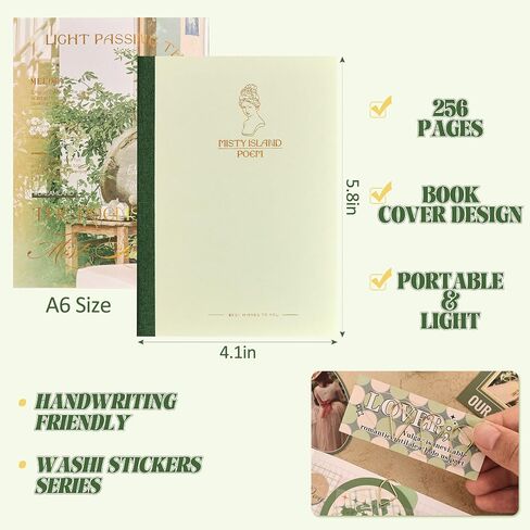 Scrapbooking Supplies Kit, Vintage Aesthetic Scrapbook Kit for Bullet Junk Journal, Stationery, A6 Grid Notebook, DIY Journaling Supplies, Birthday Craft Gift for Women Teen Girl Kid in Saudi Arabia