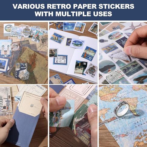 Auguro World Travel Scrapbook Kit A6 Grid Notebook Stationery Junk Journal Kit Scrapbooking Supplies Kit Craft DIY Gift for Adult Teen Girl in Kuwait