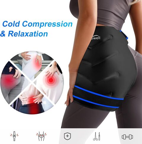 Atsuwell XL حزمة ثلج الورك بعد الجراحة، حزمة جل باردة لتخفيف آلام التهاب الجراب الورك، حزمة ثلج لجراحة استبدال الورك، ضغط بارد مبطن بالقطيفة الناعمة لإصابات الورك، والالتهاب، والتورم in Kuwait