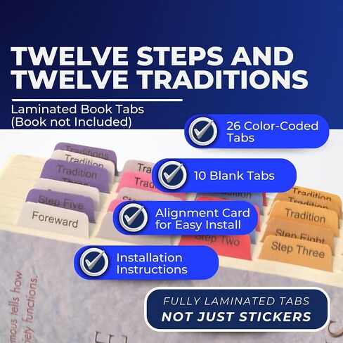 Book Tabs for Alcoholics Anonymous: The Big Book 4th edition. Laminated, Color-coded, and Repositionable for AA (Book not included) in Saudi Arabia