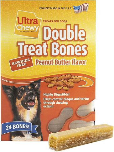 Ultra Chewy 3 Flavor Yogurt Double Treat Bones: Strawberry, Blueberry and Banana, Long-Lasting Dog Treats Made in USA for Large and Small Breeds, Highly Digestible (12 Count) in Saudi Arabia