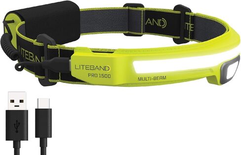 Liteband PRO1500 Multi-Beam Personal LED Headlamp, 1500 Lumen 210-Degree Wide-Beam Illumination Plus 500 Lumen Focused Beam, 6 Mode, 3400 mAh USB-C Battery-Powered, Fits Hardhats and Helmets, Camo in Saudi Arabia