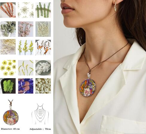 Nature's Multi Colour Dry Pressed Real Flower Round Handmade Pendant Necklace in Saudi Arabia
