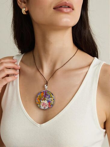 Nature's Multi Colour Dry Pressed Real Flower Round Handmade Pendant Necklace in Saudi Arabia