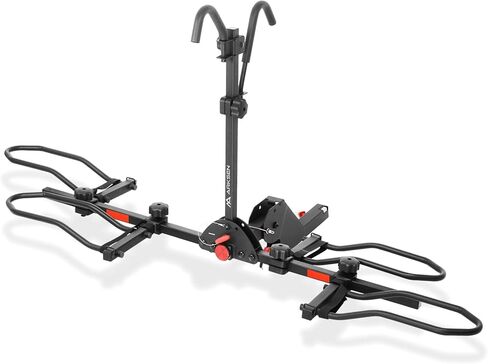 Arksen Electric Bike Rack Hitch, Foldable Quick Release Smart Tilting 2 Ebike Rack Platform Style Carrier w/Car Lock for Up to 5.5" Fat Tires for Car, SUV, Trucks - 170 lbs Heavy Weight Capacity in Saudi Arabia