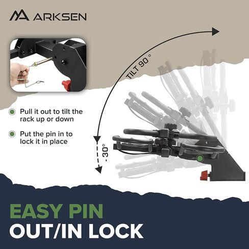 Arksen Electric Bike Rack Hitch, Foldable Quick Release Smart Tilting 2 Ebike Rack Platform Style Carrier w/Car Lock for Up to 5.5" Fat Tires for Car, SUV, Trucks - 170 lbs Heavy Weight Capacity in Saudi Arabia