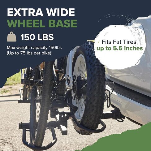 Arksen Electric Bike Rack Hitch, Foldable Quick Release Smart Tilting 2 Ebike Rack Platform Style Carrier w/Car Lock for Up to 5.5" Fat Tires for Car, SUV, Trucks - 170 lbs Heavy Weight Capacity in Saudi Arabia