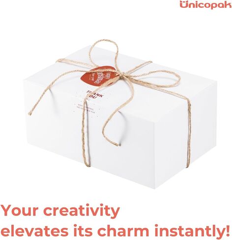 UnicoPak 24 Pcs Gift Boxes 9x6x4 Inches, White Gift Boxes with Lids for Presents, Gift Box for Birthday Wedding Bridesmaid Proposal Celebration Holidays Christmas in Kuwait