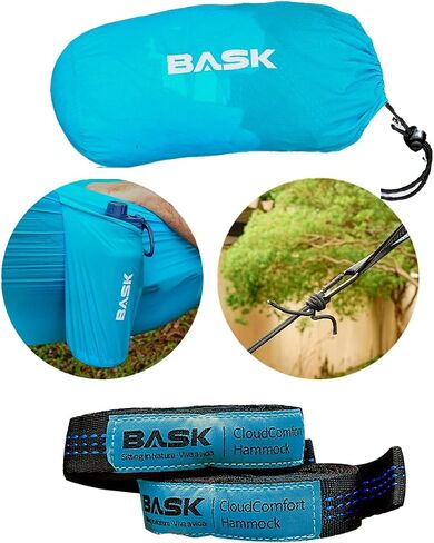Ultra-Lightweight Camping Hammock - 20D Nylon, Breathable, Portable with 3m Straps, 275x140cm, 150kg Capacity - Ideal for Hiking, Backpacking, and Travel (Blue) in Saudi Arabia