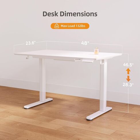 Claiks Standing Desk with Drawers, Electric Glass Desk 40×24 Inch Height Adjustable Desk, Stand Up Quick Install Home Office Computer Desk, White in Saudi Arabia