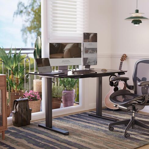 Claiks Standing Desk with Drawers, Electric Glass Desk 40×24 Inch Height Adjustable Desk, Stand Up Quick Install Home Office Computer Desk, White in Saudi Arabia