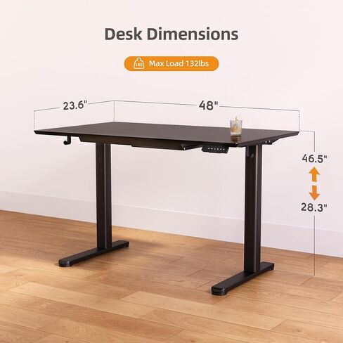 Claiks Standing Desk with Drawers, Electric Glass Desk 40×24 Inch Height Adjustable Desk, Stand Up Quick Install Home Office Computer Desk, White in Saudi Arabia