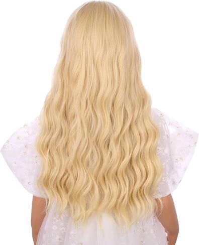 Black Ombre Blonde Wig for Kids Girls Long Black to Blonde Wig with Flat Bangs Toddler Long Wavy Curly Hair Heat Resistant Synthetic Hair with Cap in Saudi Arabia