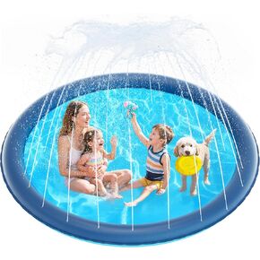 وسادة Splash QPAU للكلاب الأطفال ، 67 بوصة حمام سباحة للكلاب المضادة للانزلاق مع لعبة فريسبي ، وسادة دبقية دائمة 0.52 ملم ، وألعاب حصيرة مياه الصيف في الهواء الطلق للأطفال الصغار