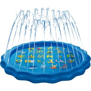 KingsDragon Splash Pad Inflatable Sprinkler for Kids Outside Toys, 67" Sprinkle and Splash Play Mat Kiddie Baby Toddlers Swimming Wading Pool for Learning Water Toys Gifts for 3 Year Olds