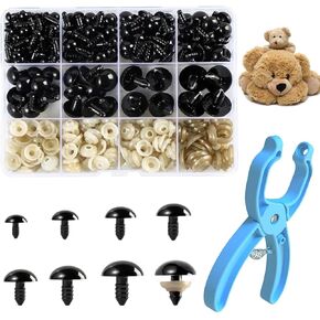 iSuperb 400 Pcs Mini Black Glass Eyes Kits for Crochet Craft Needle Felting Bears Safety Eyes DIY Halloween Decorations Crochet Stuffed Animals Crafting Tools, Each Sizes of 100pcs (2/3/4/5mm)