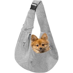 Dog Carrier Sling for Small Dogs and Cats(0 to 12 lbs), Puppy Sling Carrier with Adjustable Strap, Travel Safety Harness, Hands-Free Pet Carring Holder Travel Bag for Outdoor, Gray