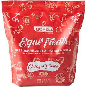 Uckele by SmartEquine Equi Treats Bite Sized Pellets | Horse Treats with No Added Sugar | Training & Competition Reward | Made with Timothy Grass & Sunflower Meal | Cherry-Vanilla, 4 lb