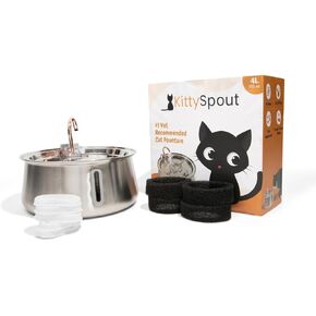 The KittySpout Stainless Steel Cat Water Fountain 2.0, 4L/135oz