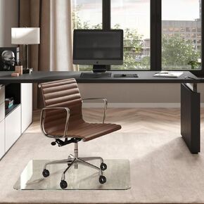 Vitrazza Glass Office Chair Mat – 36" x 48" Desk Mat with Clear Safety Glass/Creates Smooth, Easy Glide/Protects Against Carpet Imprints/Perfect for Home and Office Spaces (Chiaro Standard Clear)