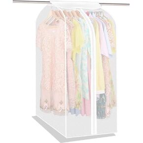 Wardrobe Hanging Clothes Storage Bag/Garment Bag/Peva Translucent Moisture Proof Protector With Magic Tape And Zipper