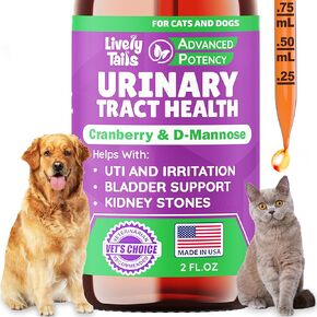 معالجة Natural Dog & Cat UTI مع التوت البري و D-Mannose ، المثانة ، الكلى ، دعم سلس البول ، المسالك البولية الصحية للكلاب ، أفضل علاج عدوى المسالك البولية ، قطرات سهلة الاستخدام ، 2 أوقية
