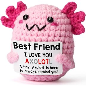 هدية الصداقة الكروشيه Axolotl ، دمية صغيرة مصنوعة يدويًا للأخوات ، زميل في العمل Bestie ، هدية مضحكة لعيد الميلاد ، عيد الميلاد ، عيد الفصح وعيد الأم