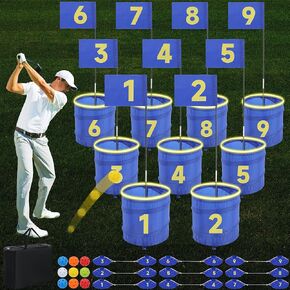 BALAPET Waterproof Golf Yard Bucket Games, 9 Holes Golf Practice Game with Flag, Portable Backyard Golf Game for Park,Beach,Backyard,Lawn