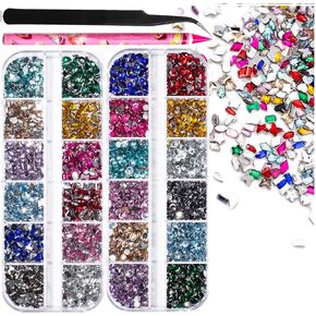 7000pcs أحجار الراين متعددة الألوان لمجموعة الطقم ، الأحجار الكريمة للأظافر لصياغة ، أحجار الراين المسطحة للملابس ، 3D Mini Star Flower Diamonds Diamonds Crystals jewels للحرف اليدوية ، سحر فن الأظافر