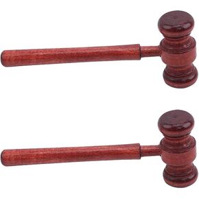 2 Pcs Reddish Brown Wood Judge Gavels Auction Court Gavels Wooden Judge Hammers Wood Hammer Props Judge Costume Accessories for Lawyer Courtroom Desk Accessories (3.2 x 6.7 x 17.4 cm)
