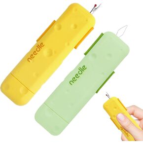 QHASPHC 3 in 1 Needle Threaders and Seam Ripper with Magnetic Needle Case, Button Fixed Quick Seam Ripper Hand Sewing Needdle Threader for Sewing Machine