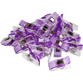 Plastic Clips 30 Pcs Notions Ideal for Sewing and Quilting Clips for Fabric Crafting for Seamstresses Quilters and DIY Projects (Purple)