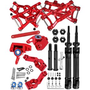 RC Stainless Steel Drive Shaft CVD Axles Upgrades Part for 1/10 Rustler/Stampede VXL 2WD,Alloy Suspension A Arm,Aluminum Caster Block & Steering Blocks & Rear Stub Carriers,Navy Blue