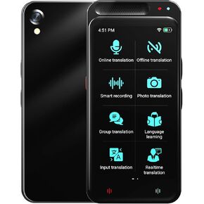 Language Translator Device No WiFi Needed, Portable Translator Device with 138 Languages, Real Time Ai Voice Photo Translator, Offline Online Translation for Business Learning Travel (Black)