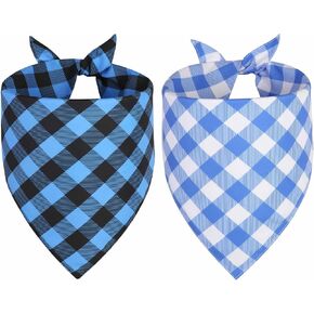Dog Bandana Boy XLarge 2PCS, Blue Summer Spring Scarf, Durable Triangle Reversible Bibs Handkerchief for Puppy Pet