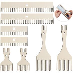 AHANDMaker 8pcs مشط النسيج الخشبي النسيج ، مشط نسيج 4 نمط ، مشط ناعم خشبي مزدوج ، أدوات مضفر DIY ، من أجل الحياك