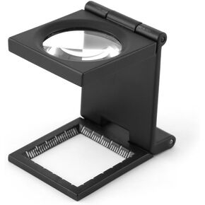 Yosoo 10X 28mm Mini Three-Folding 10X Magnifier Zinc Alloy Magnifier Magnifying Glass with Scale for Textile Optical Jewelry Tool