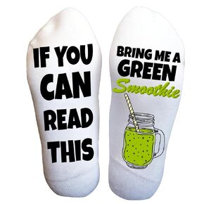 Funky Fun Socks With Sayings Men's Novelty Socks, Fruit and Veggies Women's Socks, Women's Girls Novelty Funny Crew Socks, Food Design Socks Cotton, Girl's Gift, Green Smoothie