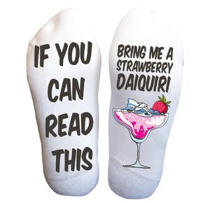 Funky Fun Socks Margarita Gifts for Men, Women - Funny Strawberry Margarita Socks - Gifts for Cocktails Lovers - Funny Socks Stuff, Stocking Stuffers for Men, Women