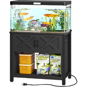 YITAHOME Heavy Duty 55-75 Gallon Aquarium Stand with Power Outlets, Cabinet for Accessories Storage - Metal Fish Tank Stand Suitable for Fish, Turtle Tank, 880LBS Capacity, Black