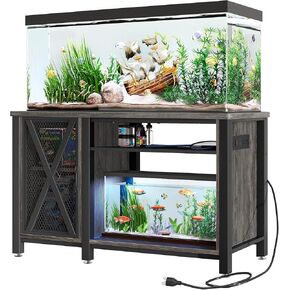 DWVO 55-75 GALLON AQUARIUM Stand مع منافذ الطاقة ، خزانة لملحقات خزان الأسماك تخزين - خزان الأسماك المعدنية الشاقة مناسبة لخزان السلاحف ، الزواحف terrarium ، 860 رطلاً ، رمادي ، رمادي