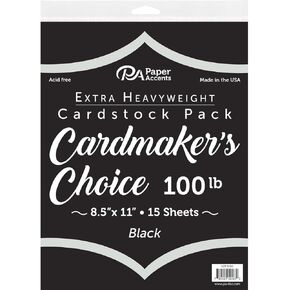 Accent Design Paper Accents Cardmakers Choice 8.5x11 100lb Black, Colored Cardstock Paper for Card Making, Scrapbooking, Printing, Quilling and Crafts, 15 Pieces