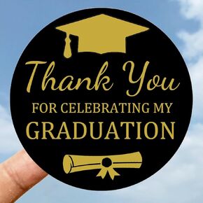 2025 Graduation Stickers - 108 Pcs Graduation Decoration 2025 for Party Supplies, Diploma Cap, Yearbook - Waterproof Vinyl Gift Labels Gold
