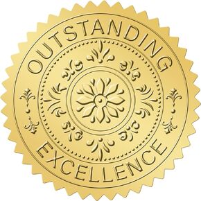 Anwyll Gold Seals Stickers for Certificate - 2In 100Pcs Foil Embossed Outstanding Excellence Award Sticker Self-Adhesive Gold Metallic Envelope Seals Labels Stickers for Certificate Diploma Graduation